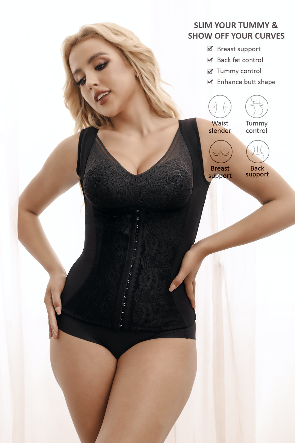 Adjustable Tummy Control Seamless Thoracic Support Back Brace